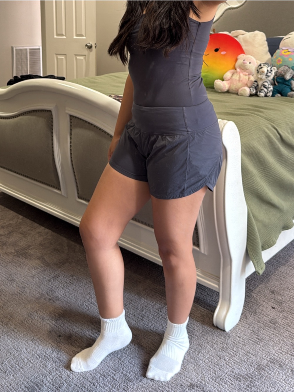 Rae Mode- Stretch Woven & Butter Soft Combination Active Shorts size M gray